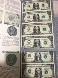 二套美元連體鈔，原裝套，售價750