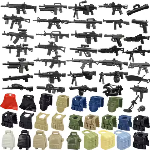 MOC Building Blocks Military Solider Figures SWAT Weapon Gun Type 95 M4 M16 Russian AK47 Helmet Back