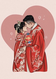 【客製化婚紗似顏繪】日系婚紗人像 電子檔