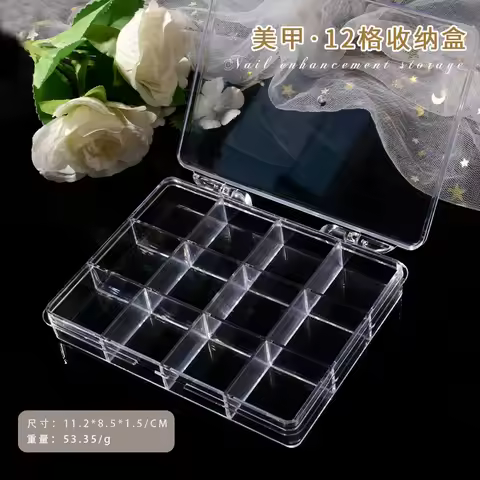 6/12/24grids Empty Clear Plastic Organizer Box Plastic Box Y2K Nail Art Rhnestone Storage /Container