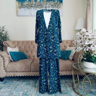 SAIZ S SET SUIT PALAZO DAN BAJU KOT SABELLA IRONLESS FREE BLOUSE PUTIH