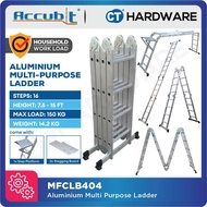 ACCUBIT MFCLB404 ALUMINIUM MULTI PURPOSE LADDER COME WITH STAGGING BOARD &amp; PLATFORM 16 STEPS (MAX 150KG)