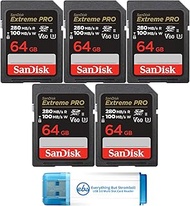 SanDisk (5 Pack) SDXC Memory Card 64GB UHS-II Extreme Pro V60 for Photo and Video (SDSDXEP-064G-GN4I