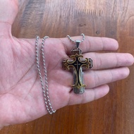 Kalung Salib 3 Lapis V2 Untuk Kristen Katolik Kristiani / Aksesoris Kalung Rantai Liontin Salib Jesu