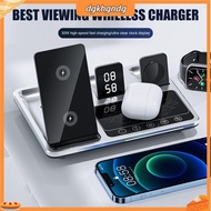 One-click Lifting Mechanism Charger Multi-function Wireless Charger Stand with Alarm Clock Night Lig