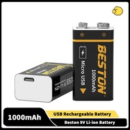 BESTON Constant Voltage USB 9V Rechargeable Li-ion Battery Portable Micro USB 9 Volt 1000mAh Battery