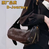 D Home D-Journey Oil Wax Cowhide Underarm Bag European American Retro Baguette Bag Trendy Motorcycle