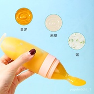 🚓Baby Liquid Silicone Soft Head Rice Paste Bottle Baby Feeding Bottle Squeeze Spoon Baby Food Bottle Rice Cereal Spoon w