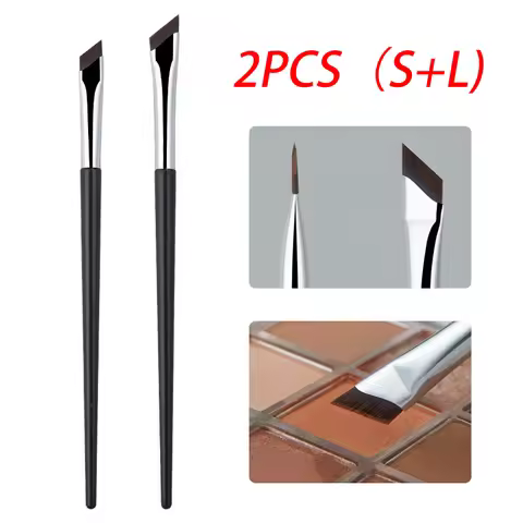 2pcs Angled Blade Eyeliner Brush Ultra Thin Fine Eyebrow Brush Flat Sickle Eyeliner Brushes Thin Ang
