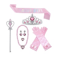 Birthday Party Princess Costume Accessory Set | Tiara, Birthday Sash & Magic Wand | Celebration Dres