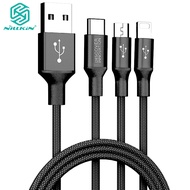 Nillkin usb cable 3 in 1 Micro + Type C + lightning For iPhone 15 Pro Max etc 3A Fast charging cable