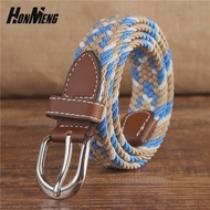 Canva Elastic Belt 2.5cm For Men Women Needle Knotted Canva Leather Belt Youth Student Woven