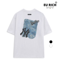 Asian Rich Premium Tee Mlb New York Ny Yankees Denim Patch