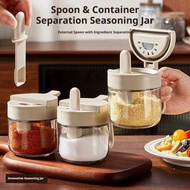 Seasoning Jar Container With Separate Scoop Compartment Sealed Storage Box For Salt Sugar D4g8