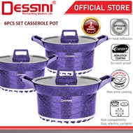 DESSINI ITALY GSB-6-S 6 PCS 20CM 24CM 28CM Die Cast Aluminium Non Stick Casserole Pot Bowl Deep Fry Pan Cookware PERIUK