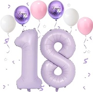 Purple Balloon 18, Foil Balloon Number 18 Cream Purple, 40 Inch Helium Balloon 81, Birthday Decorati