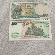 uang kertas lama/ kuno 500 rupiah tahun 1988