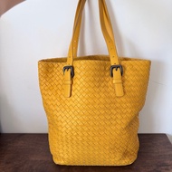 Bottega Veneta bv classic vintage leather yellow shoulder Tote Bag handbag 經典中古復古黃色真皮編織格子格仔手袋托特包上膊袋#