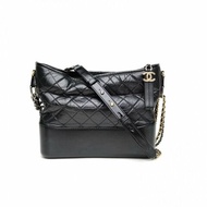 CHANEL GABRIELLE流浪中號黑色牛皮26開金銀扣肩背包
