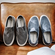 Korean Version Men's Shoes Men's Washed Canvas Shoes Slip-On Men's Shoes Deck Shoes Distressed Simpl