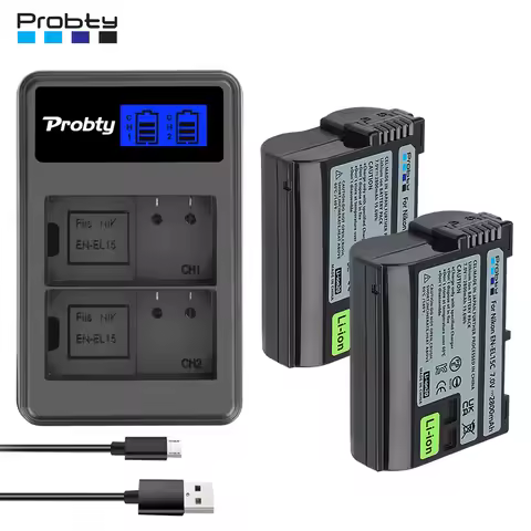 2800mAh EN-EL15C EN-EL15 Battery+LED USB Dual Charger for Nikon Z5,Z6,Z6 II,Z7,Z7II D600 D610 D600E 