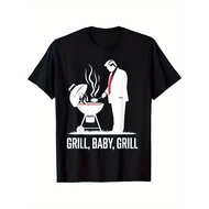Grill Baby Grill Funny Trump Silhouette 4th of July BBQ T-Shirt MenS Cool Duck Graphic Black Casual