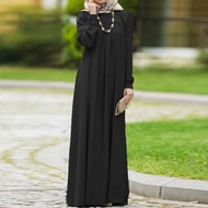 FLS PREMIUM Zanzea Wanita Retro Islam Abaya Muslim Maxi Pakaian Pakaian Lengan Panjang Pakaian Plain