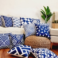 PUTIH Sofa Cushion Cover PRINT NAVY Blue White PORCELAIN 40X40 CM