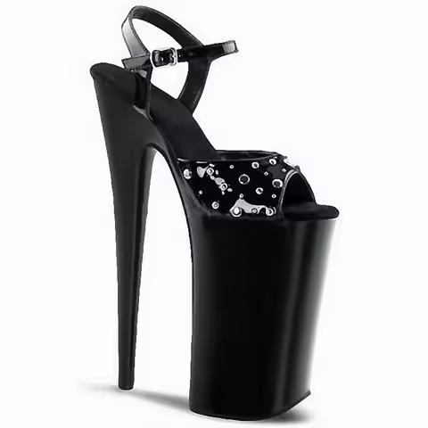 Gothic Rivet Cross dressing 26cm High Heels sandals platform 10inch Stiletto Heels Exotic open toe S