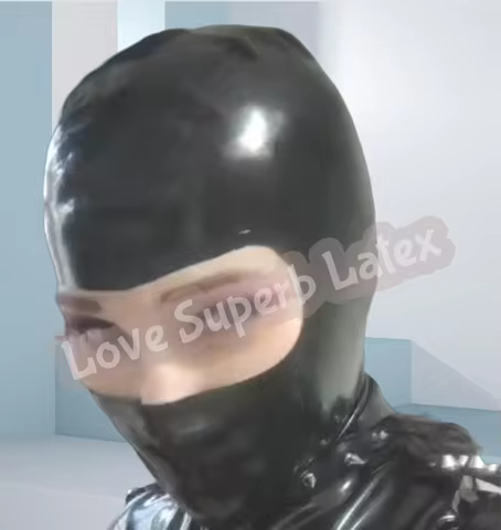 Latex Hood Unisex Latex Party Mask Open Eyes Nose Holes Latex Hood Rubber Catsuit Mask