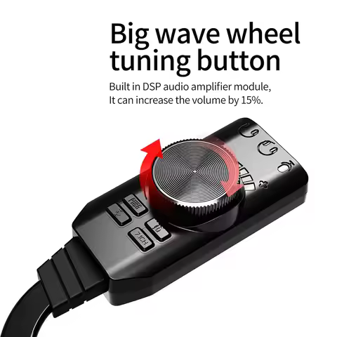 GS3 7.1 Channel USB Sound Card Adapter External Volume Adjustable Audio Jack Cable Mute Switch Adjus
