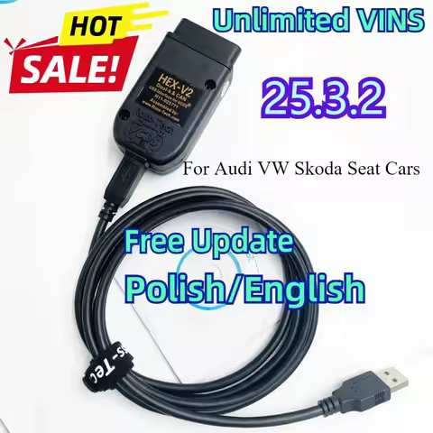 2025 HEX-V2 VCDS VAG COM 25.3.2 VAGCOM 5.3 VCDS HEX V2 USB Interface FOR VW AUDI Skoda Seat Unlimite