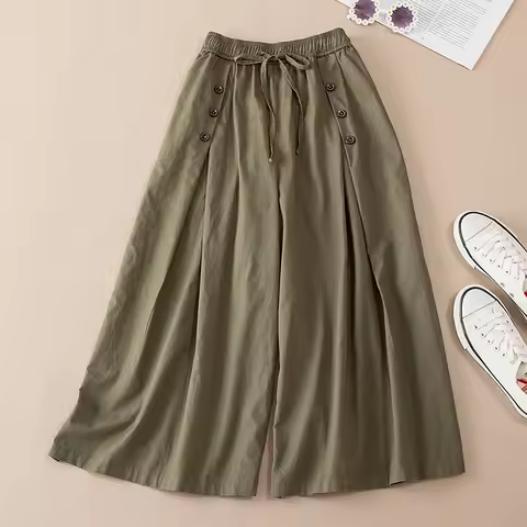 Summer Loose Wide Leg Pants For Woman Casual Streetwear Plus Size Baggy Pants Skirts Women Lace Up S