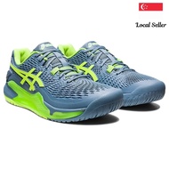 Asics Mens Gel Resolution 9 Steel Blue/Hazard Green Tennis Shoes