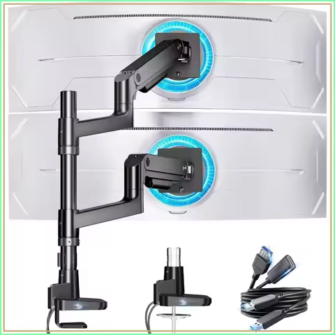 Dual Monitor Arm for Ultrawide Heavy Duty Curved Monitor, Fits 17-49 Inch, Vertical Gas Spring Doubl
