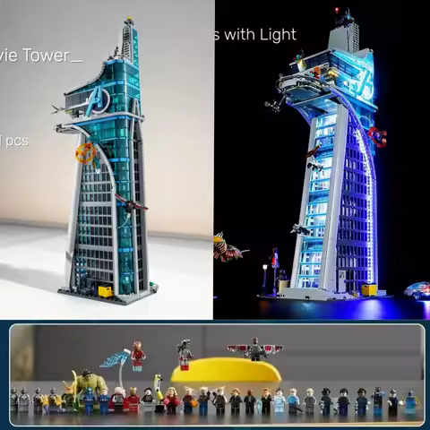 HOT Super Deals 5201pcs Avengers Tower With Figures 76269 Building Blocks with Lights Street View Fo