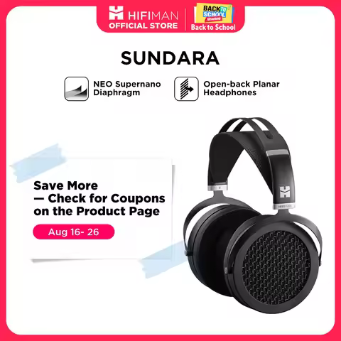 HIFIMAN SUNDARA Over-Ear Full-Size Planar Magnetic Headphones (Black) with High Fidelity Design Meta