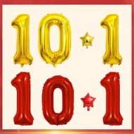 10.1 Golden Number Balloon Red Heart Silver Star Aluminum Foil Balloon National Day Decoration Decor
