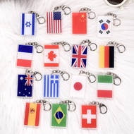 1/15PCS National Flag Canada Greece Brazil Acrylic Car Keychain Bag Charms Accessories Backpack Pend