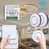 RF 433 MHz Smart Switch AC 100V~240V 16A 1/2/3 Gang Wall Panel Switch 2-Way Control Mini Round Butto