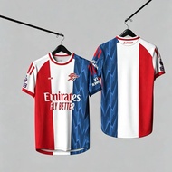 2026 Arsenal Creative Stitching Jersey Red Blue White Contrast Color Men Women Quick-Drying Sports T