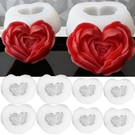 Valentine's Day 3D Scented Candles Making Mould Reusable Silicone Heart-Shaped Rose Candle Mold Home