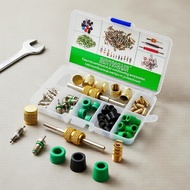 R134a R22 R410 Valve Core & Gasket Kit 56PCS, Brass Nut Included  Kit Teras Injap & Gasket R134a R22