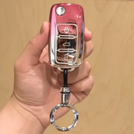 VW Car Key Cover, Compatible With Golf Polo Passat Models, High-Value Gradient Pink Automotive Acces