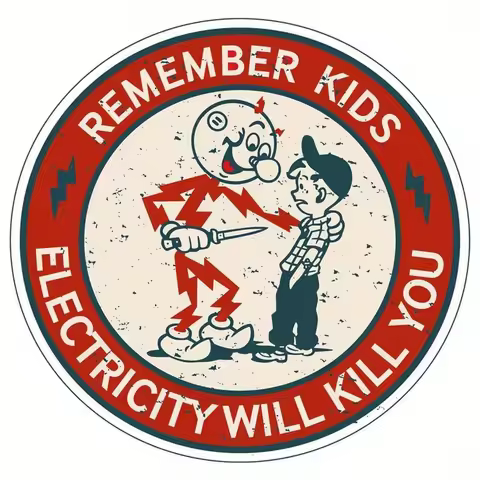 1/3Pcs Funny Kilowatt Warning Caution Sticker, Electric Shock Hazard Reminder Vinyl Decal for Safety