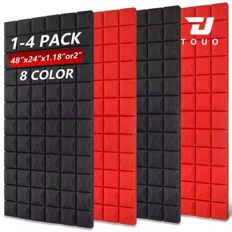 TOUO Acoustic Foam Panels Mushroom 1-4Pack 47.2"x23.6" Soundproof Wall Panels for Home Studio and KT