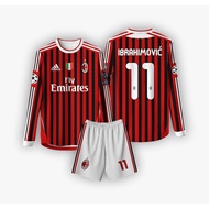 JERSEY B0LA 4C M1LAN H0ME 2011 -2012 RIB LONG SLEEVE Free Custom Name and Back Number