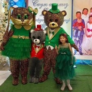 New Style Shiny Army Green Bear Cartoon Doll Clothes Walking Cute Red Western Bear @ Styling