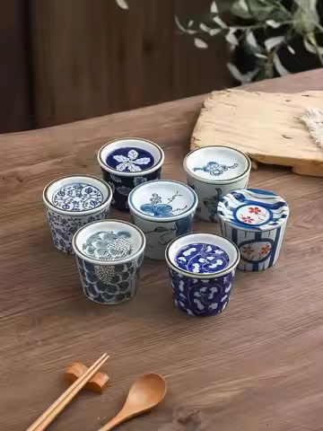 Vintage Ceramic Steamed Egg Cup With Lid Breakfast Steamed Egg Soup Water Separation Stew Cup Desser