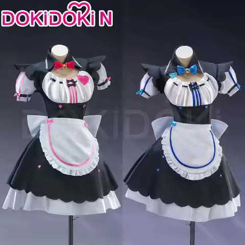 IN STOCK Chocola Vanilla Cosplay Costume Nekopara Cosplay【S-2XL】DokiDoki-N Women Maid Dress Chocola 